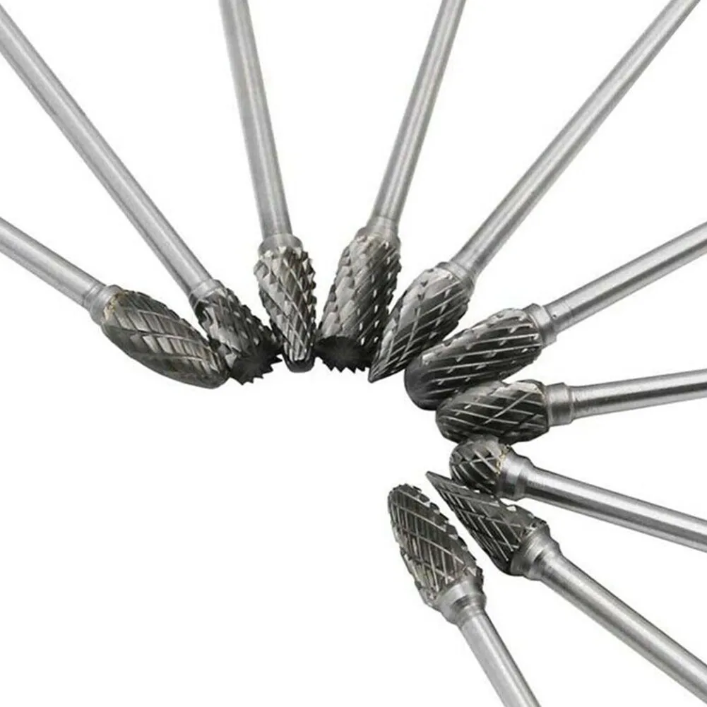 

Set Rotary Burrs Replacement 1 8Inch 10Pcs 4 Inch Long Accessories Burrs Carbide Double Cut Rotary Solid Tools