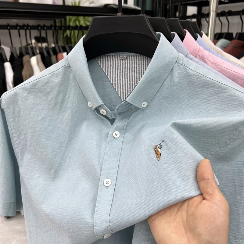 

Baoqiluo Short Sleeved Shirt for Men 2026 New Summer Casual Non Ironing Embroidered Little Horse Logo Shirt