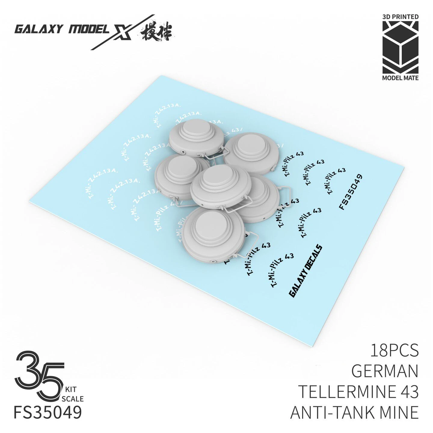 Galaxy FS35049 18pcs 1/35 German T.Mi.43 Disc Anti Tank Mine Resin Detail Up Parts for Diorama Military Model Hobby Craft