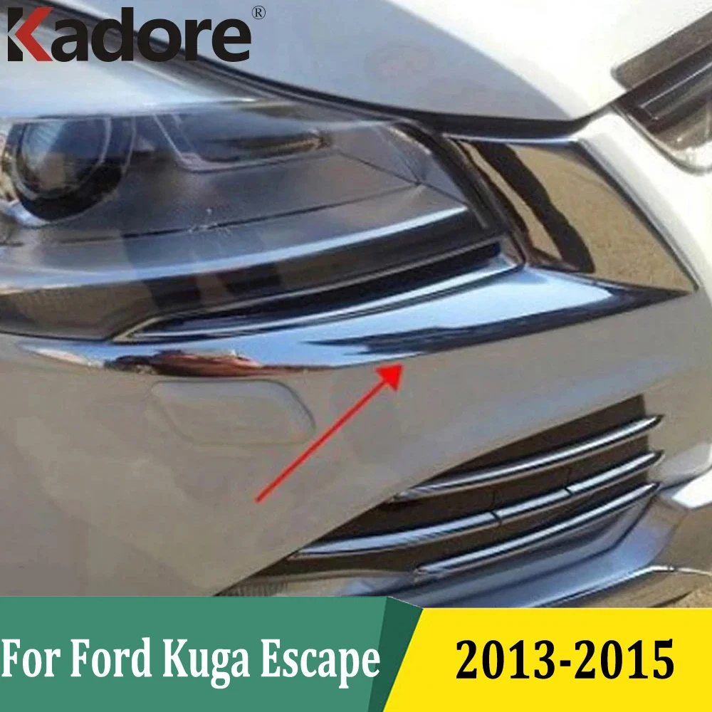 For Ford Kuga Escape 2013 2014 2015 Chrome Front Head Light Lamp Trim Headlight Eyelid Cover Hood Stickers Accessories