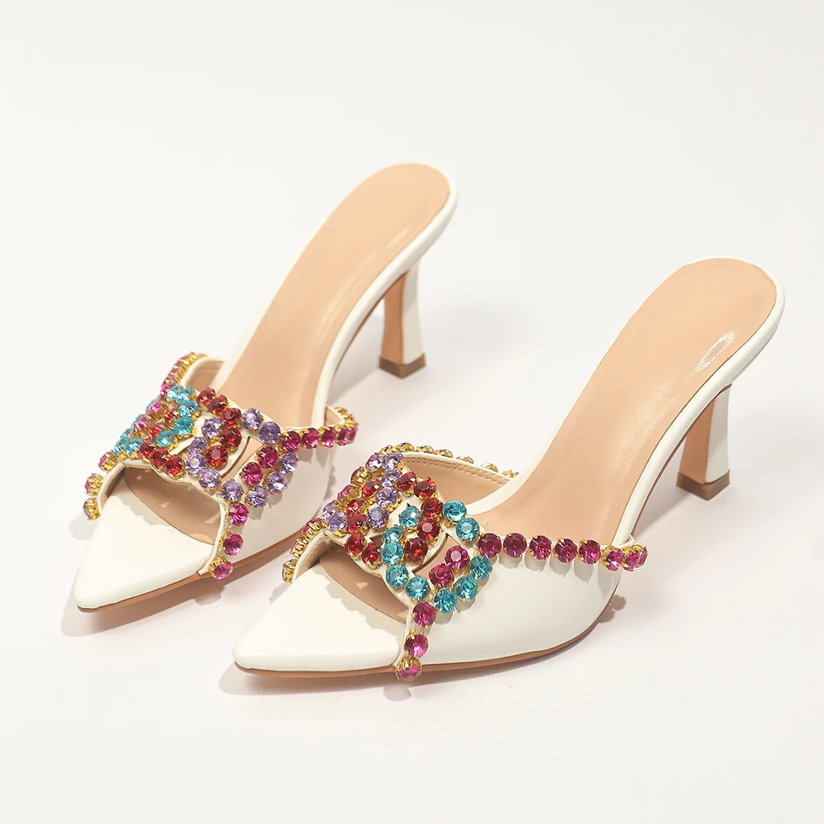 

Женские сексуальные босоножки на высоком каблуке с яркими бриллиантами, модные тапочки в европейском и американском стиле, женские тонкие туфли на высоком каблуке