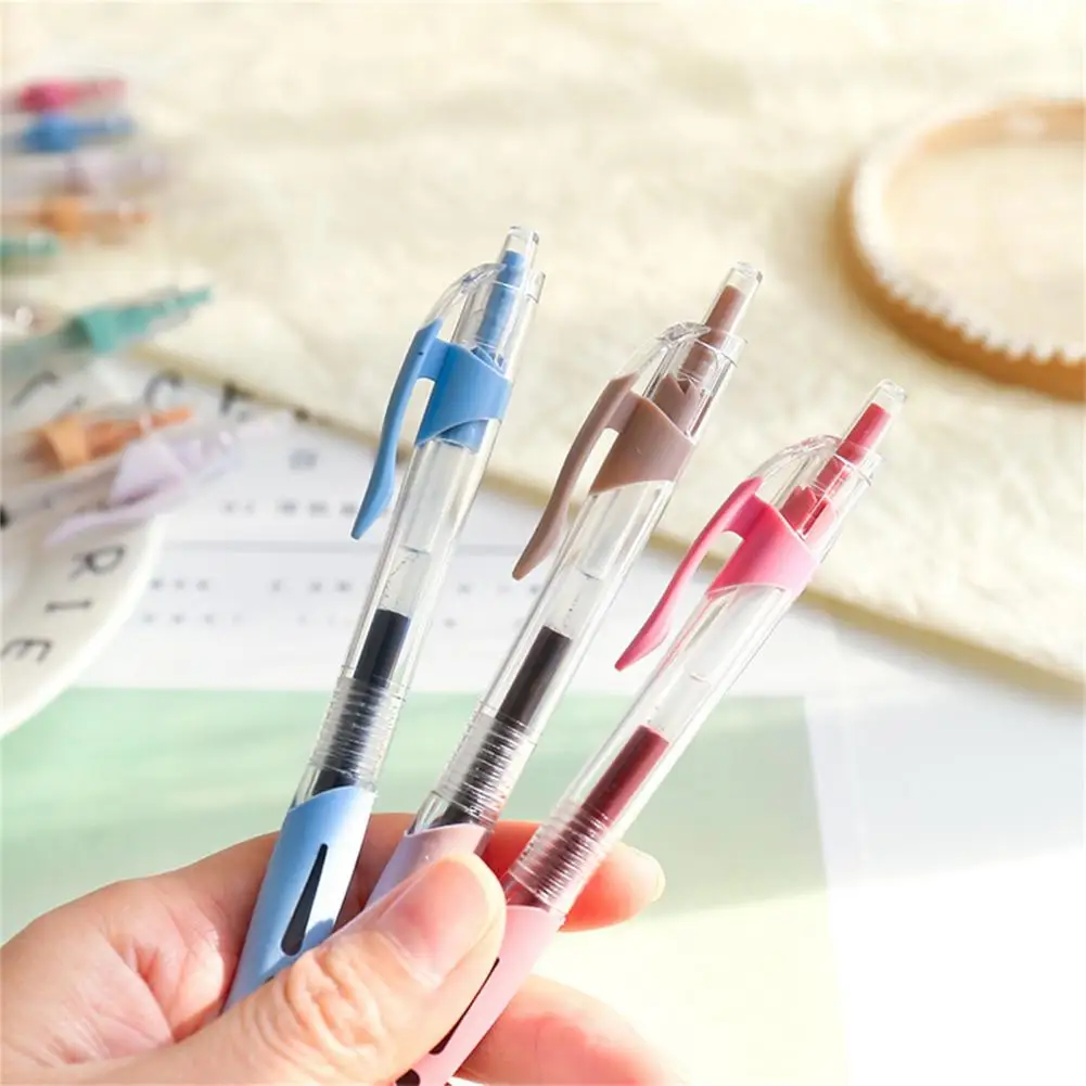 6Pcs Gel Pens Push Design 6 Color Non-slip Creative Long-Lasting Student Girls Boys Writing Gel Pen for Taking Exam