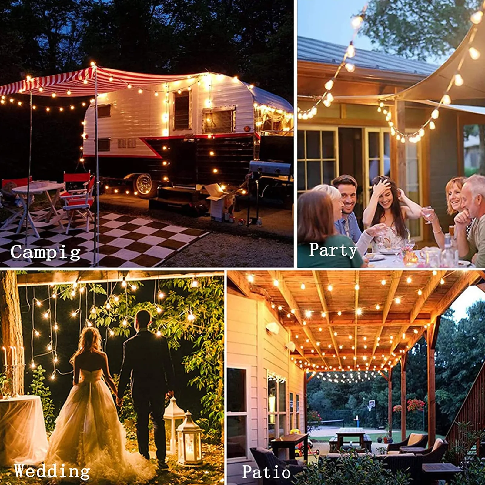 ST38 String Lights Outdoor Garland Connectable Shatterproof Waterproof Plastic LED Bulb Dimmable Patio Garden Decor Fairy Lighst