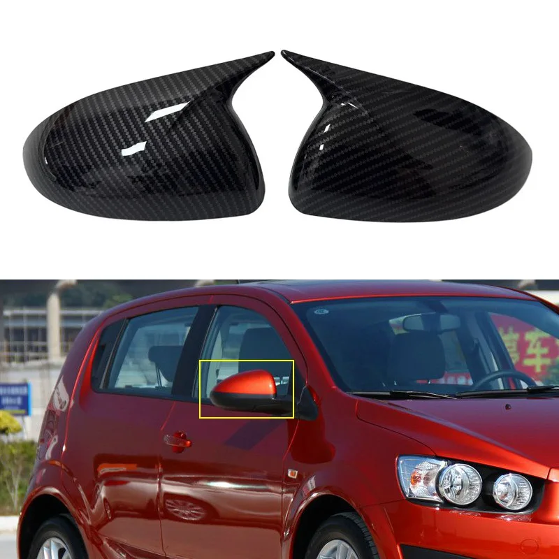 لـ 11-14 شيفروليه أفيو غطاء مرآة عكسي، غطاء مرآة الرؤية الخلفية على شكل قرن، والديكور الخارجي #2