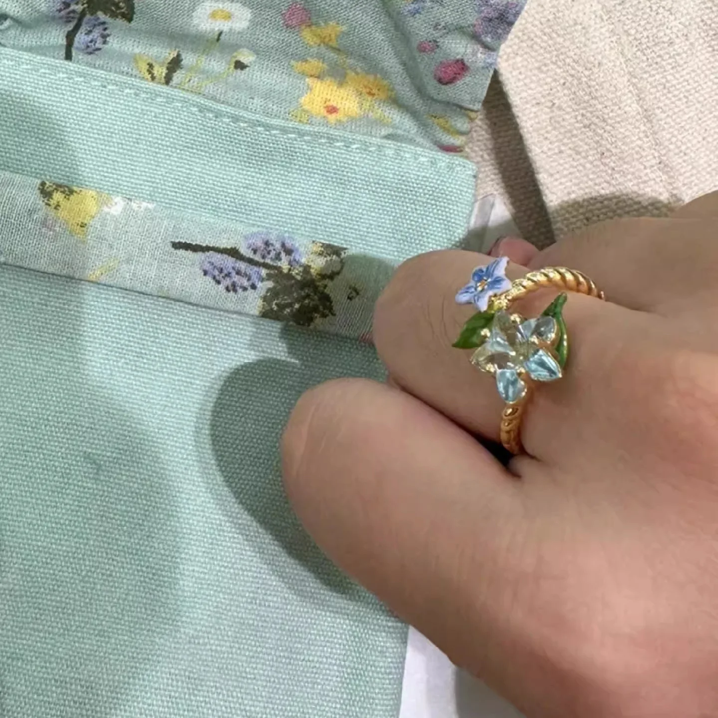 XIYANIKE Sweet Star Zircon Drip Glaze Flower Open Rings For Women Fashion New Jewelry Gift Party Birthday Wholesale anillos