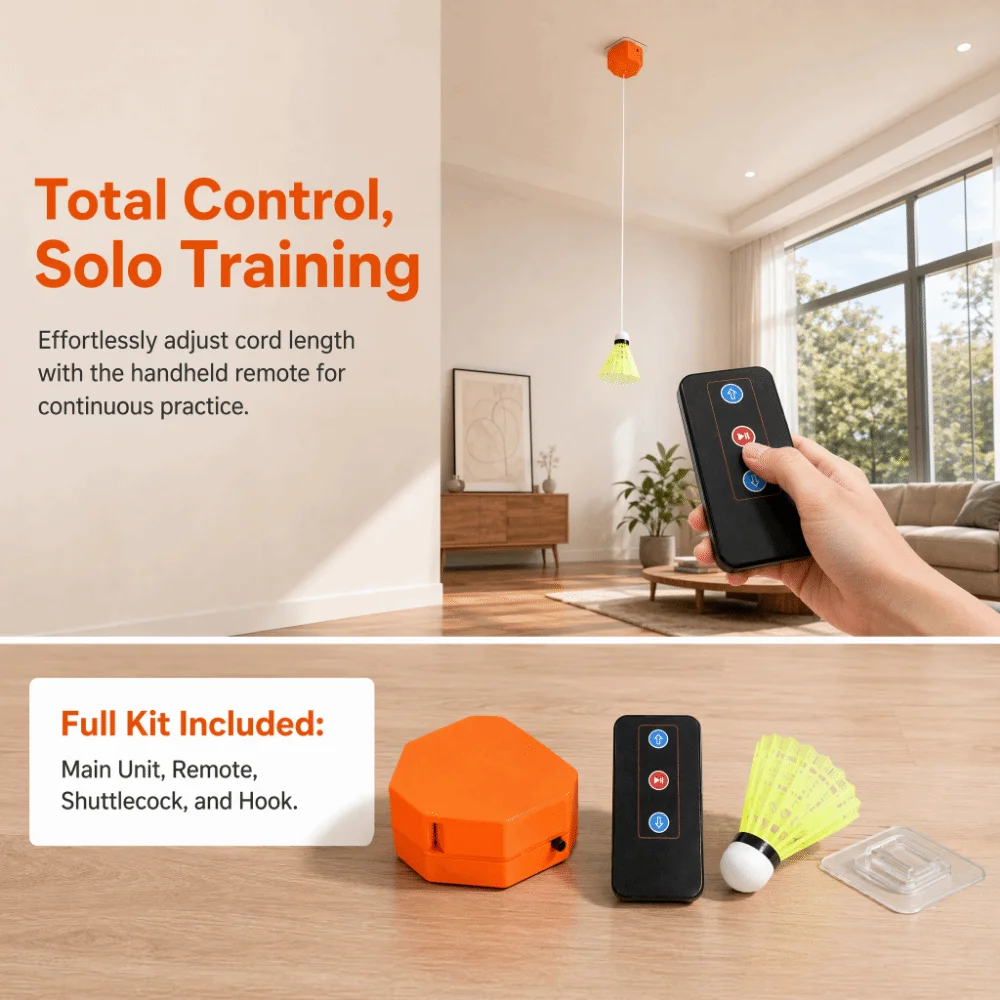 4pcs Save Space Badminton Self Training Tool Remote Control Automatic Rebound Badminton Rebound Trainer Indoor Use Design