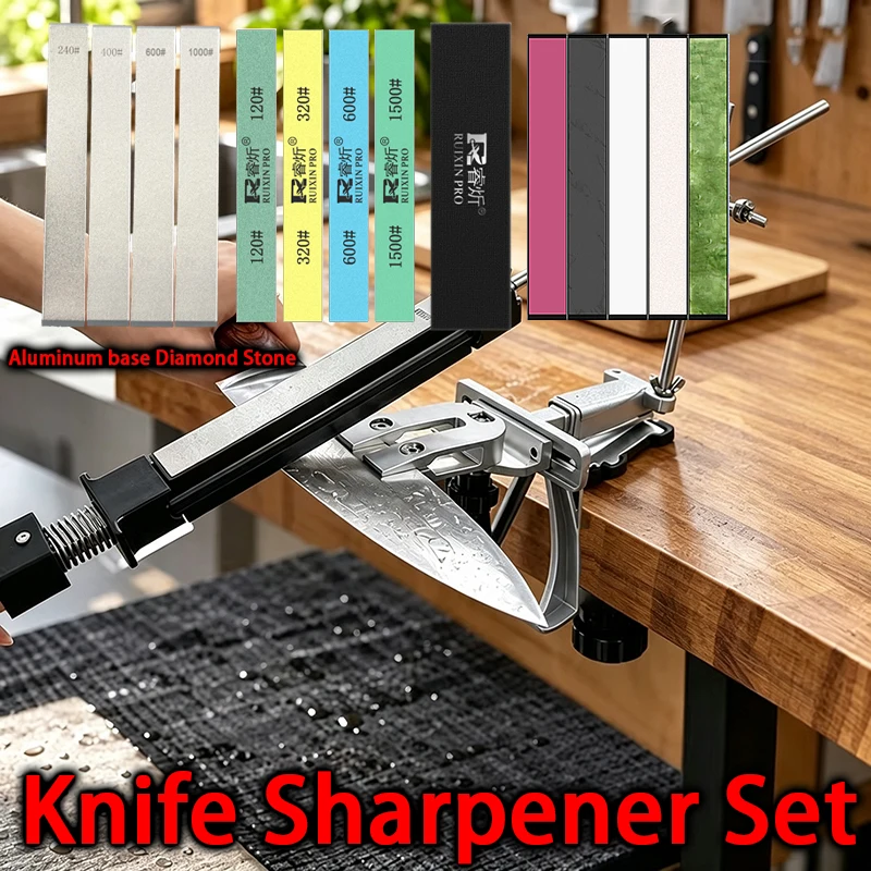 Upgraded Fixed-angle Sharpener, 360°rotate The Knife, Paired With Diamond Whetstones Oilstones Polished Sharpening Stones, Hot