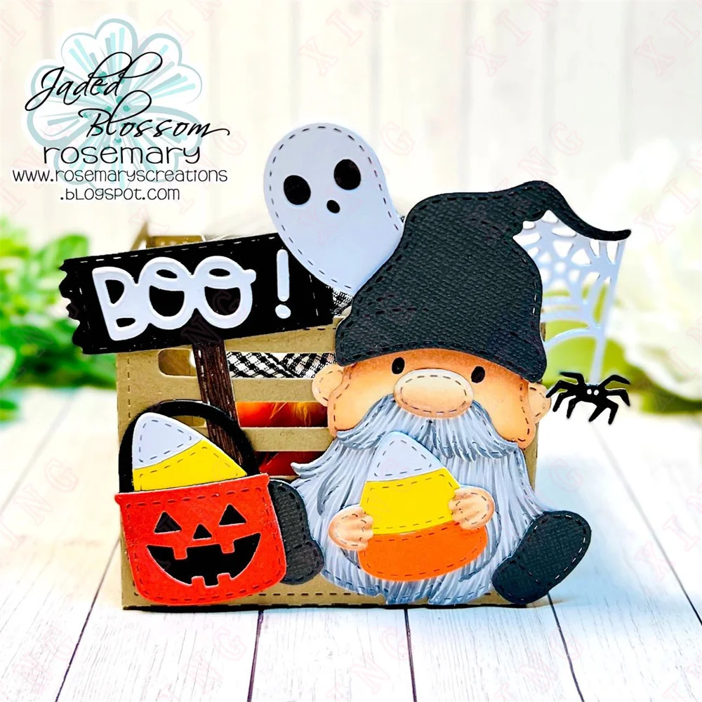 Metal Cutting Dies New Stamps Diy Scrapbooking Stencil 2022 Treats Ghost Gnomie Halloween Snowman Faces Candies Fall Grid Molds