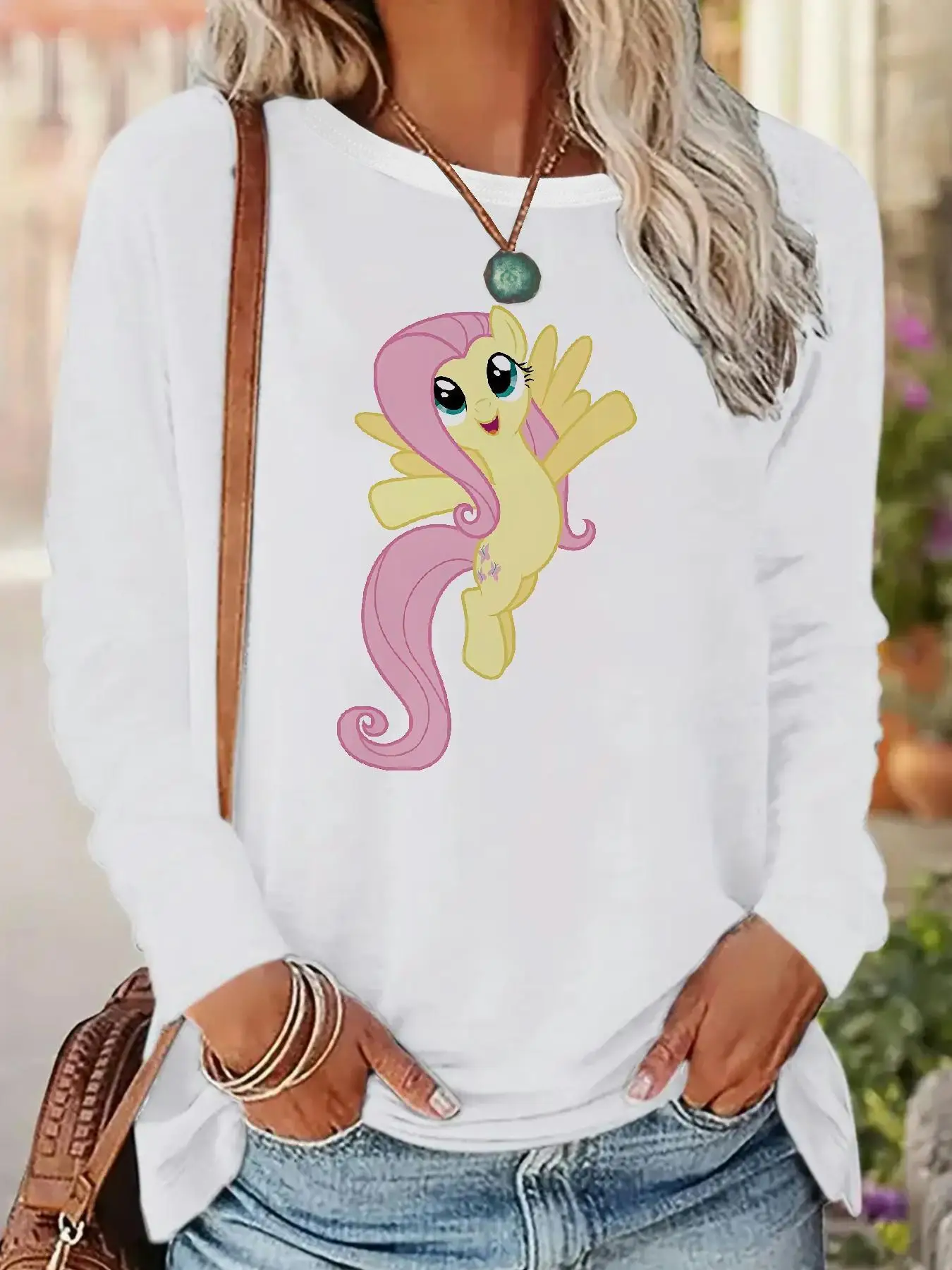 

My Little Pony M26011 (9) Women'S Long Sleeve Tops | 95% + 5% Elastane Crew Neck T-Shirts, Loose Fit, Round Neck