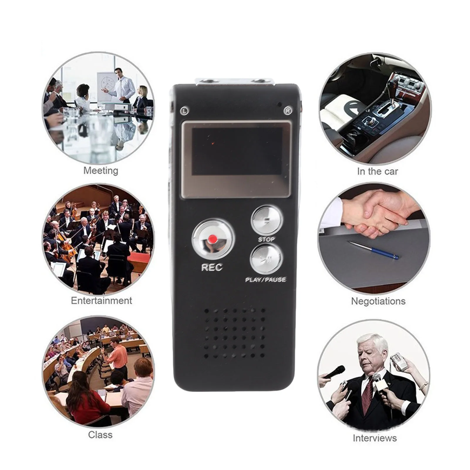 مسجل صوت منشط سعة 16 جيجابايت A B جهاز تسجيل صوتي محمول سهل متعدد الأغراض للمؤتمرات والمحاضرات