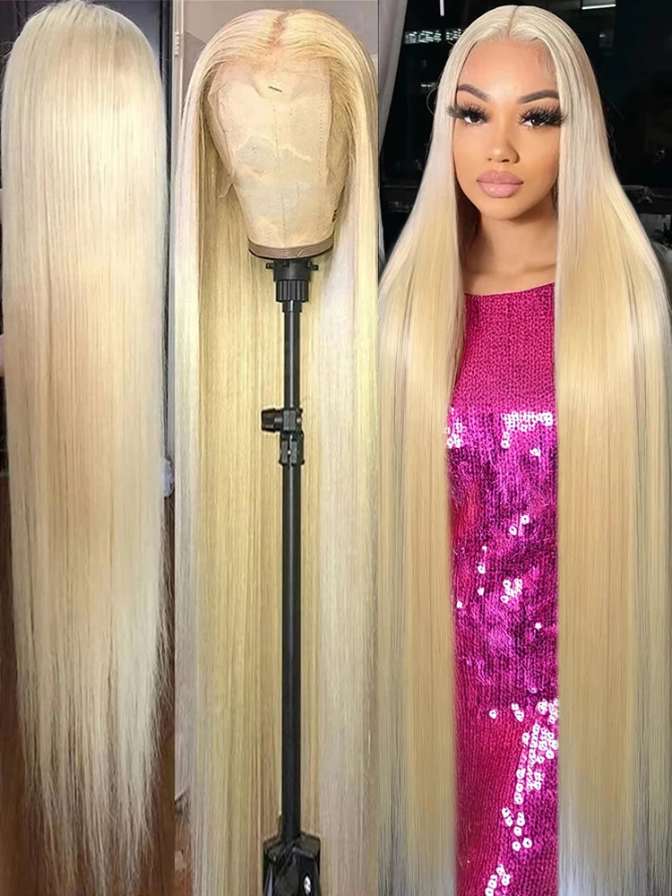 

40 42 дюйма 613 Bone Прямой парик из натуральных волос Цветной медовый блондин 250% 13x6 Hd Парик фронтальной части шнурка 13x4 Парики фронта шнурка для женщин