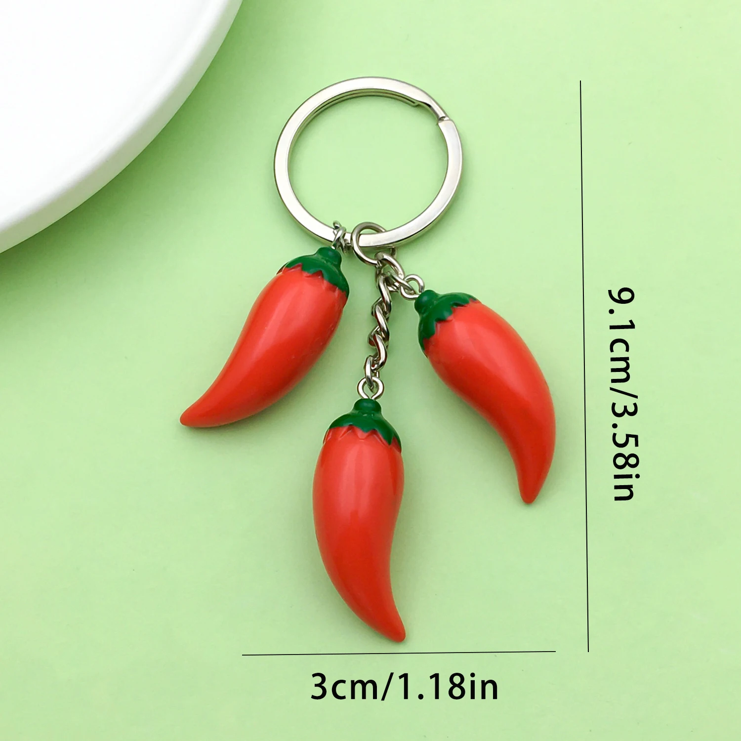 1 قطعة سلسلة المفاتيح تصميم الفلفل الأحمر الراتنج المألوف ، حلقة مفاتيح الغذاء المقلدة ، لمفاتيح السيارة ، حقائب الظهر ، المحافظ #2