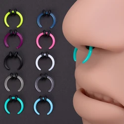 2-10PCS Acrylic Pinchers Septum Piercing Ring Buffalo Horn Taper Horseshoes Nose Rings for Women Men Punk Cartilage Earrings 16G