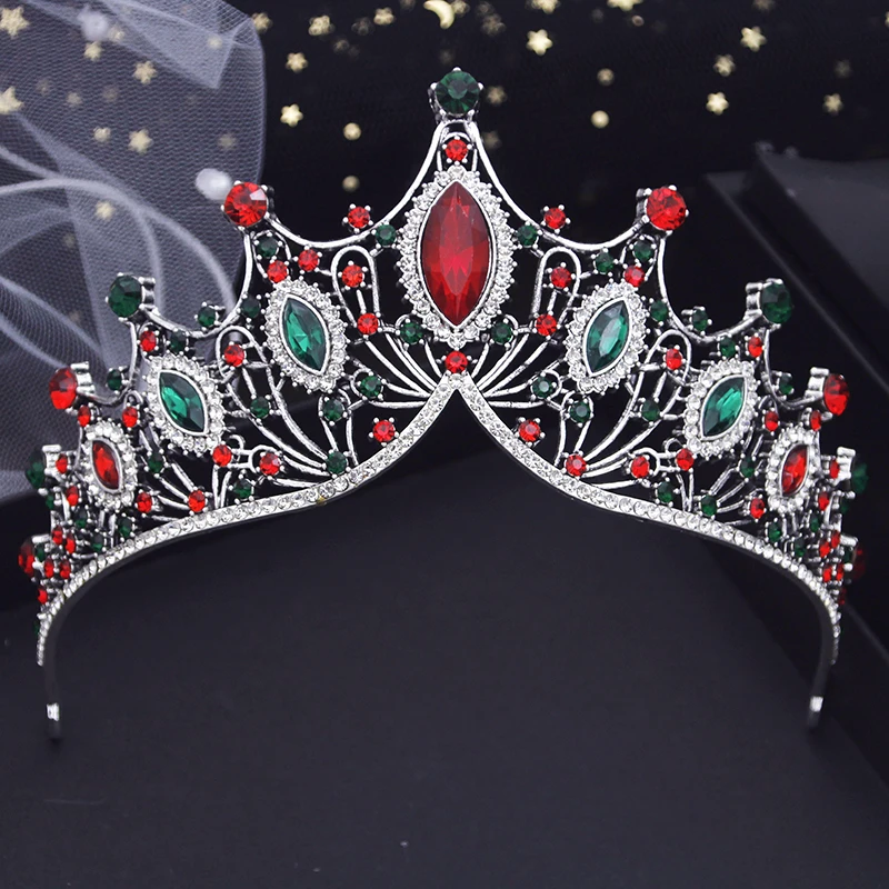 Bridal Headwear Wedding Tiaras Green-Colour Ladies Party Crown Luxurious Birthday Headdress Bride Hair Jewelry Accessory