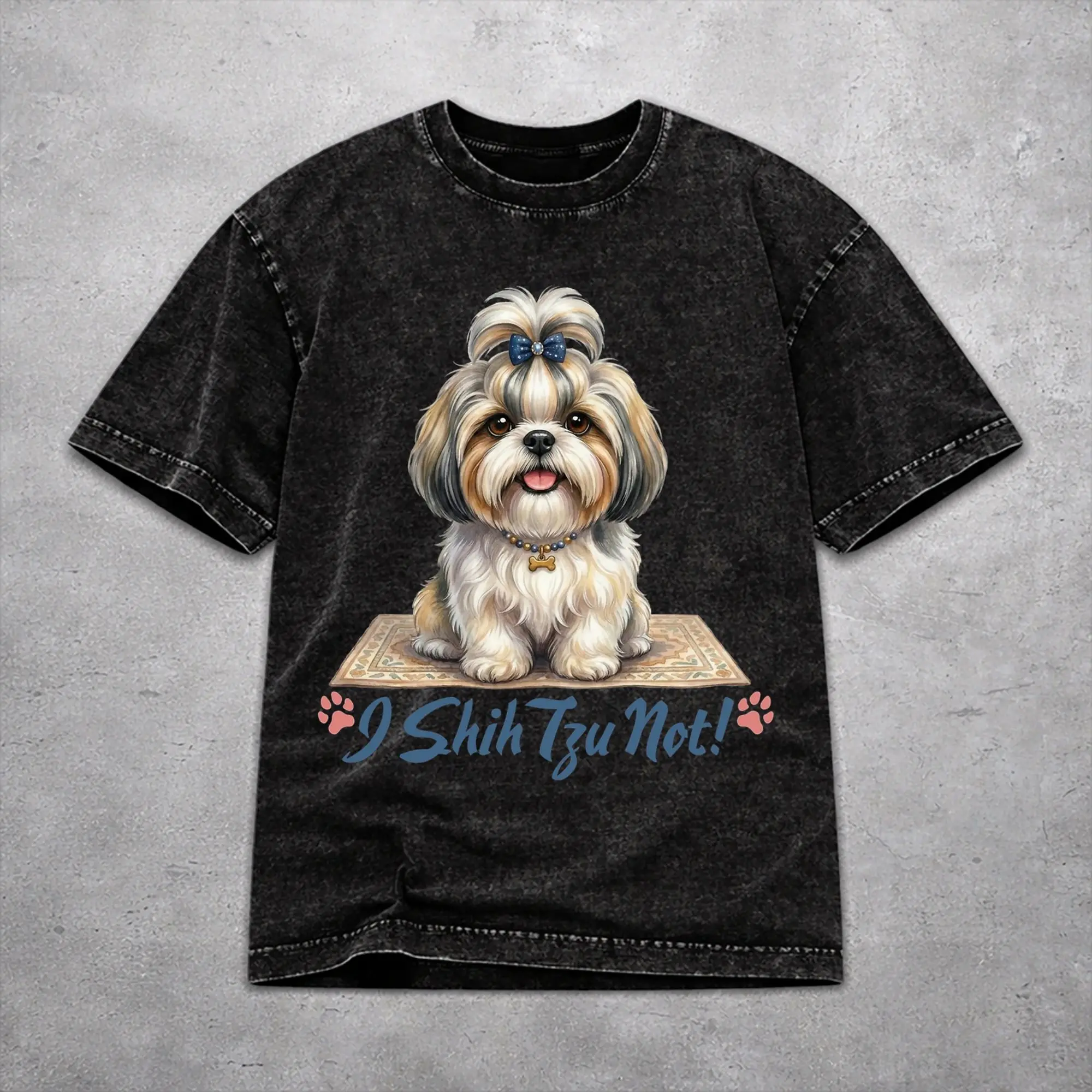 Vintage I Shih Tzu Not Funny Dog Lover Apparel T Shirt for Men Women  Cotton Washed Tee Shirt Clothing