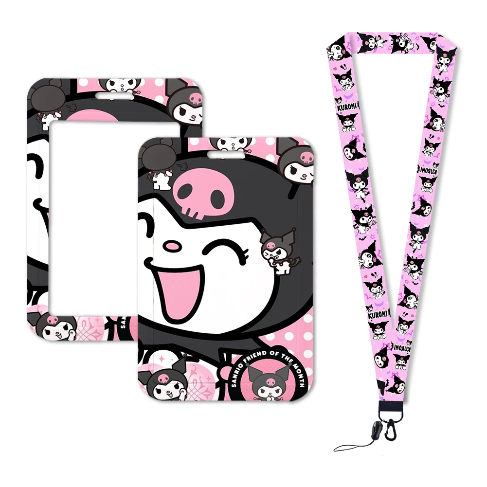 W Cartoon Anime Child Sanrio Lovely Kuromi Card Holder portachiavi per studenti Bus Metro custodia protettiva