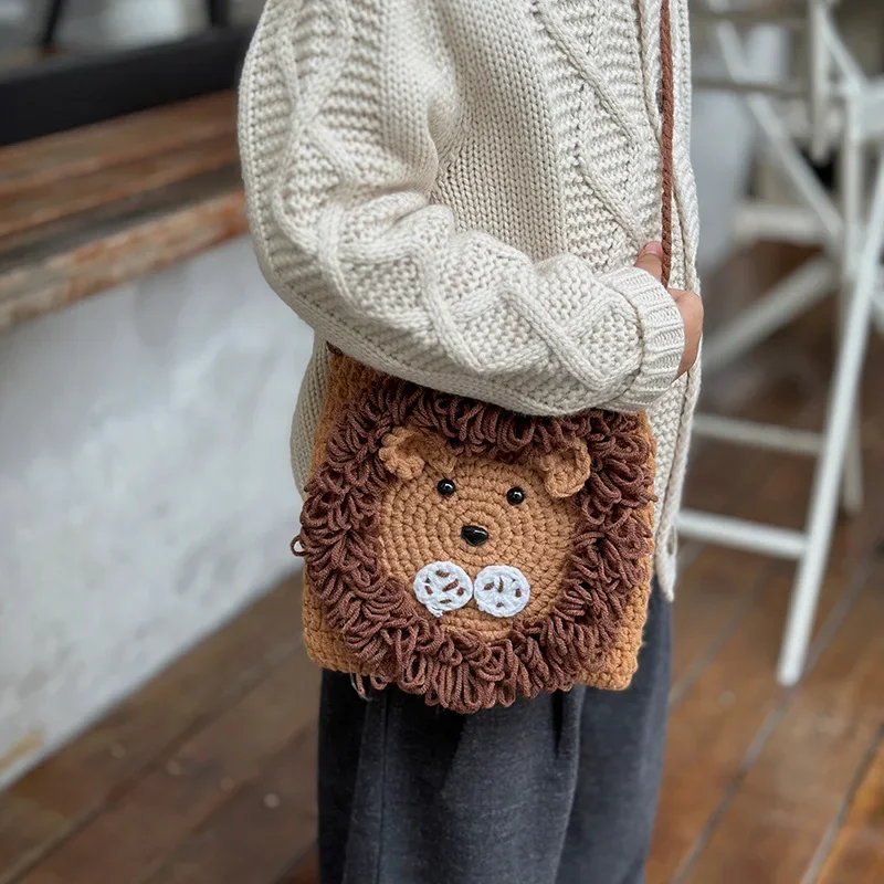 Bolso cruzado para niños, bolso de hombro tipo bandolera con diseño de León de dibujos animados, bolsos de moda para madres y niños, bolsos y bolsos para niñas, aseoка Ж misce