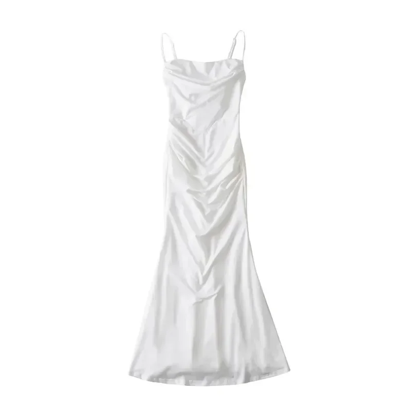 Women Elegant Sexy Bodycon Mermaid Dress Summer Sleeveless Strap Evening Party Robe Korean Female Solid Long Vestidos Y2k