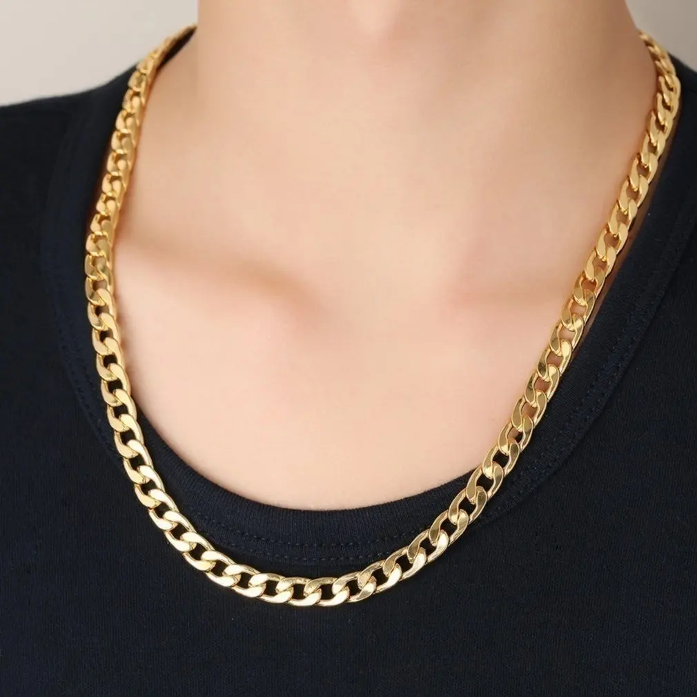 Cadena de eslabones cubanos Punk para hombre y mujer, collar largo de oro de 46/51/56/61/66/71/76CM, joyería de moda, regalo