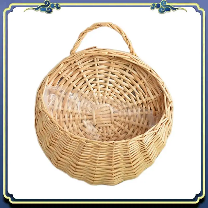 Latest Hand Made Flower Planter Wall Hanging Wicker Rattam Basket Garden Vine Pot Plants Holder Garden Pots Wall Planter