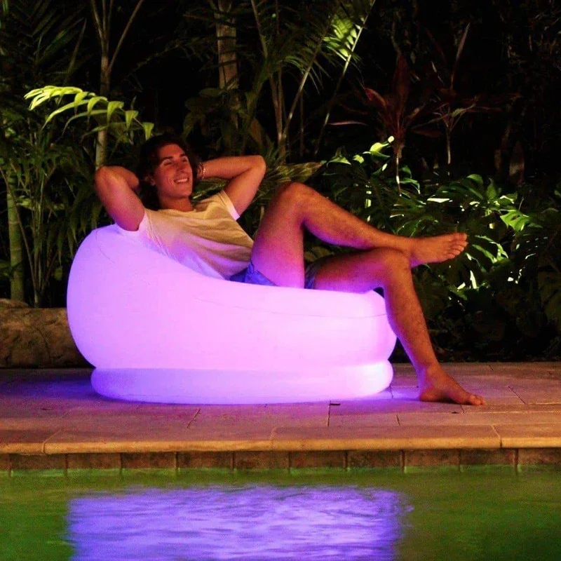 

PVC Inflatable Spherical Lazy Sofa LED Remote Control 16 Color Luminous Outdoor Waterproof Sofa