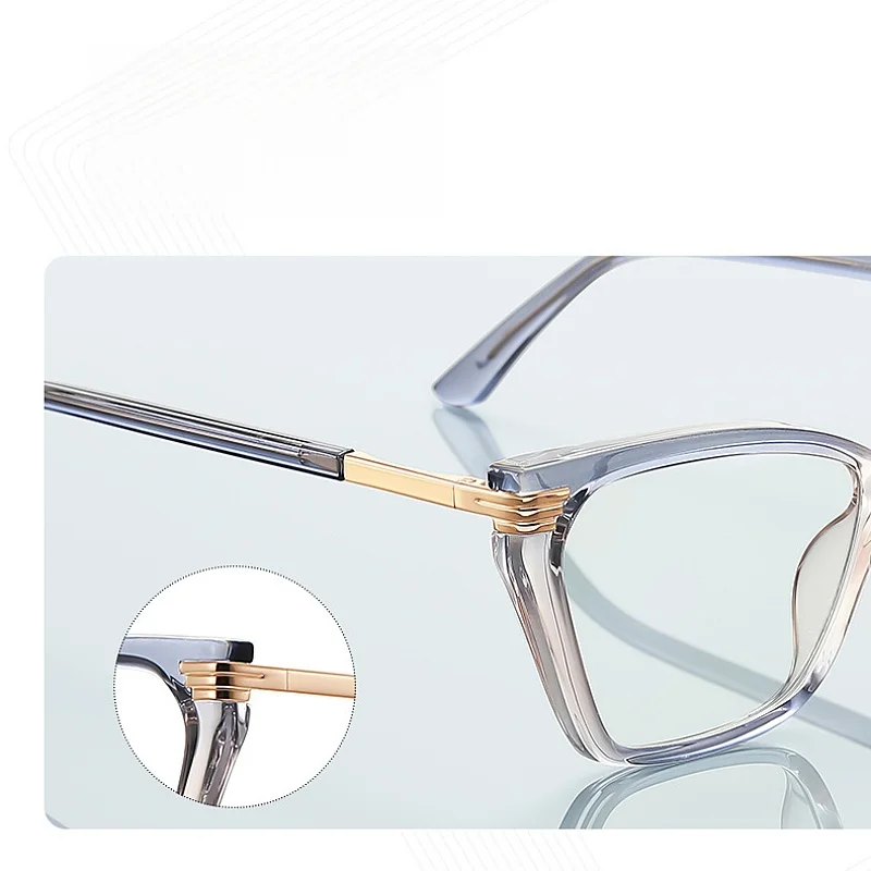 إطار نظارات عصري TR90 مضاد للضوء الأزرق خفيف للغاية على شكل عين القطة إطار نظارة نسائي إطار بصري ملون تقدمي 2272