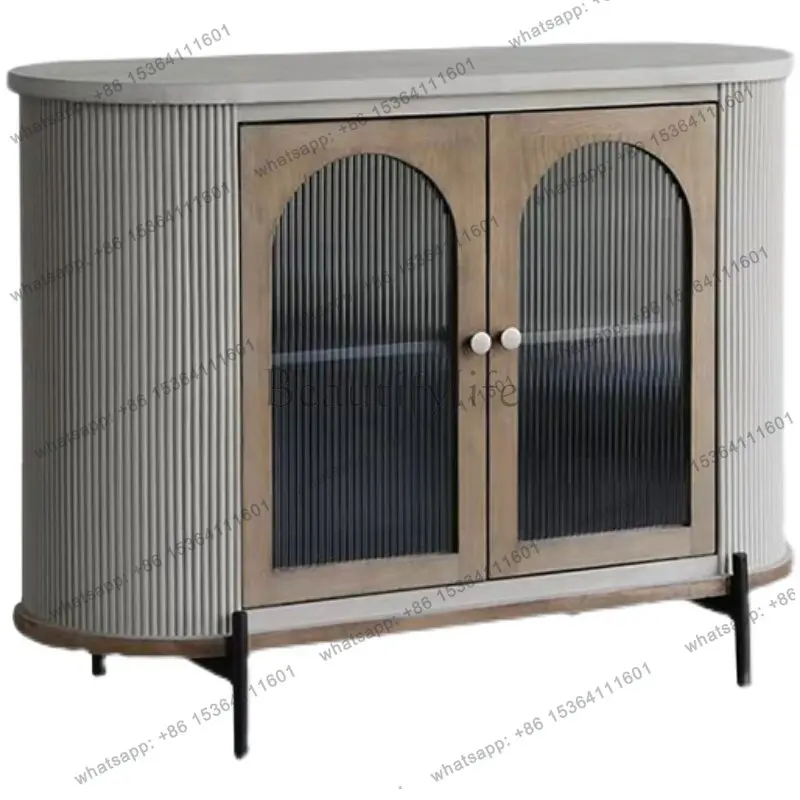 

American light luxury Nordic solid wood dining side cabinet double door storage decorative locker