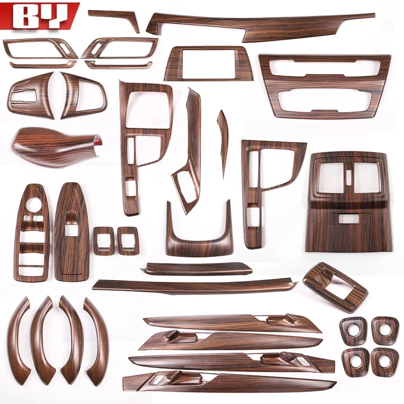 For BMW X1 X2 F47 F48 2016-2022 ABS Pine wood grain Car Center Control Panel Steering Wheel Door Trim Sticker Car Accessories