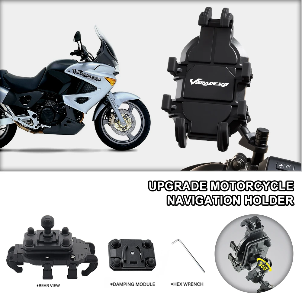 Motorcycle Phone Holder With Shock Absorber Anti-Vibration 360° For Honda Varadero XL1000V XL125V XL 1000 125 V 2001-2027
