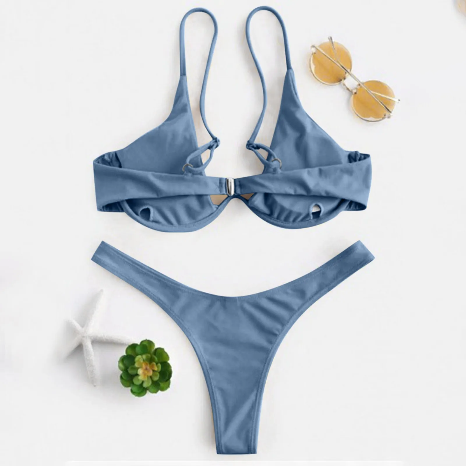 Women's Sexy Split Style Solid Color Bikini Sswimsuit Bow Tie Swimsuit 2 Piece Set Ropa De Mujer Ofertas Купальник Женский 수영복