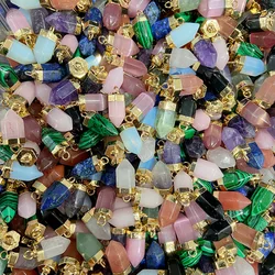 Natural Stone Bullet Shape Pendant Rose Quarts Agates Amethysts Stone Pendant Beads for Jewelry Making DIY Necklace 7x14mm