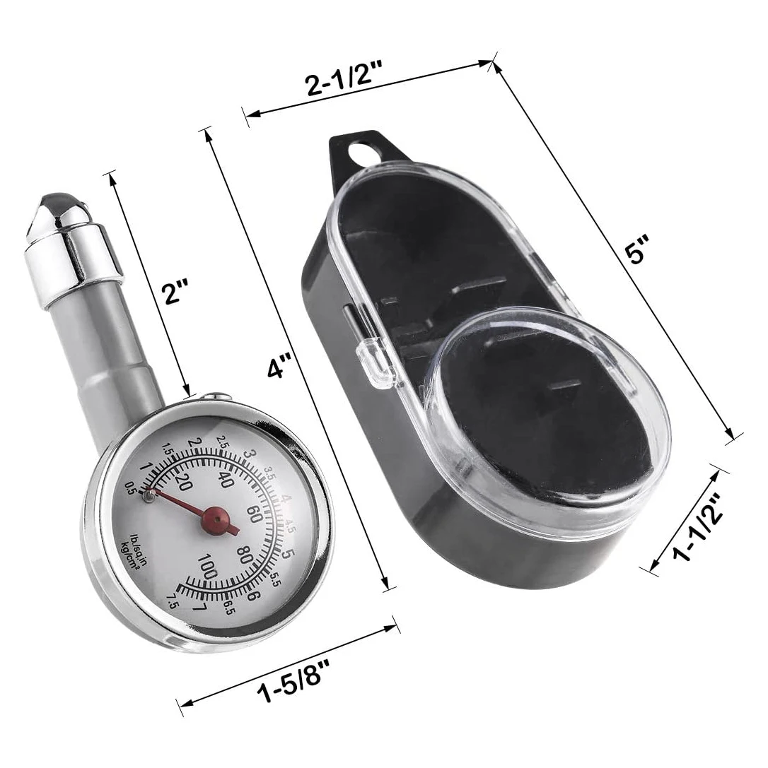 Small Tire Pressure Gauge 10-100PSI, Accurate Mechanical Zinc Alloy Air Gage for Motorcycles,Cars,SUV ATV