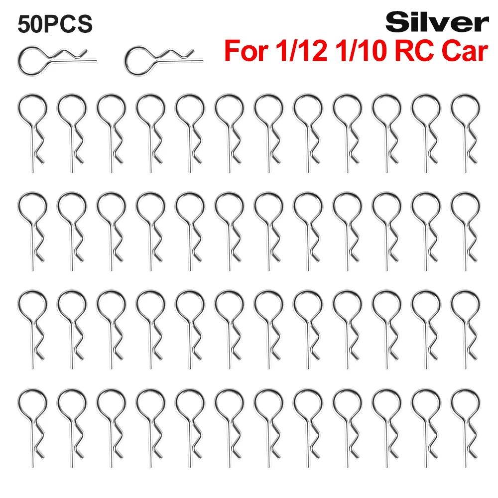 9IMOD 50pcs RC Body Clips 1/7 1/8 1/10 1/12 1/14 1/16 1/18 Metal R Buckles Car Truck Buggy Shell Pins RC Cars Parts