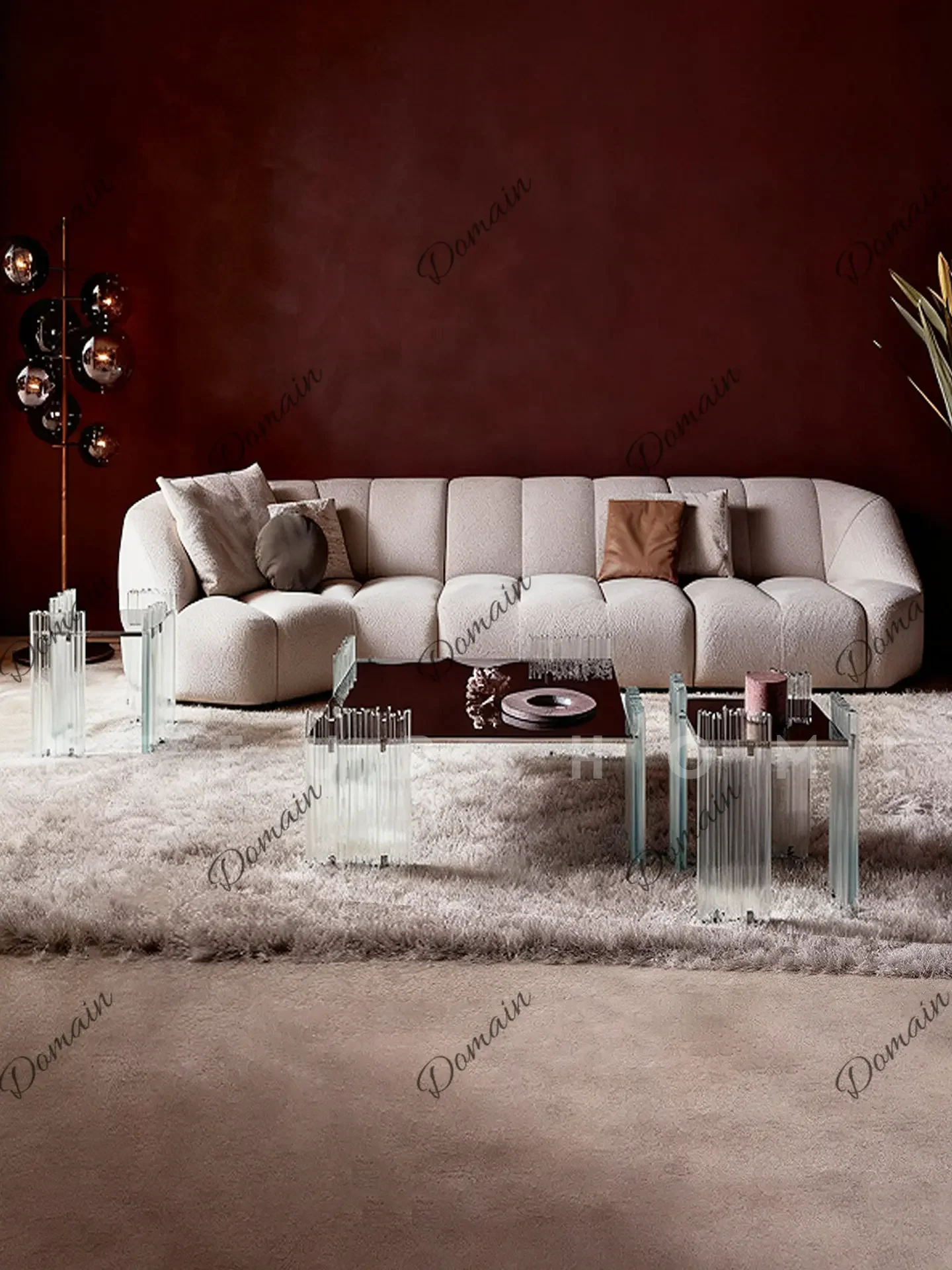 81 N Luxury Italian Minimalist Crystal Glass Coffee Table for Living Room, Transparent Art Side Table, Small Mobile Sofa Table