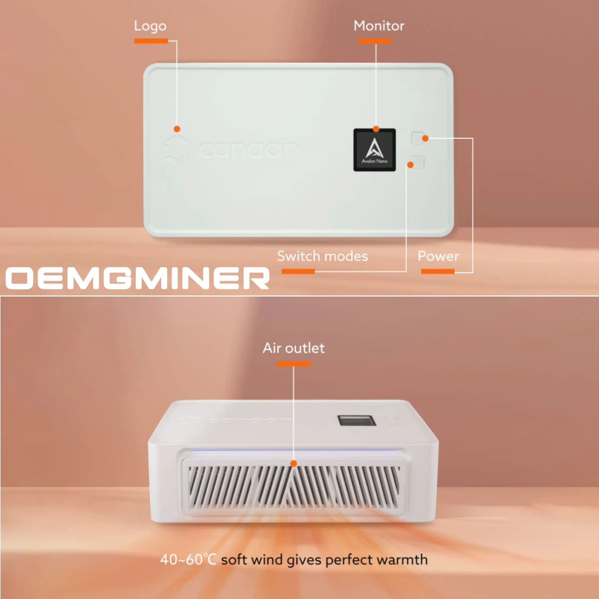 Imagem -02 - Calefator Pequeno Portátil Nano Pode Gerar Bitcoin 4t 140w Silencioso Vento Mineração Home Avalon3 o