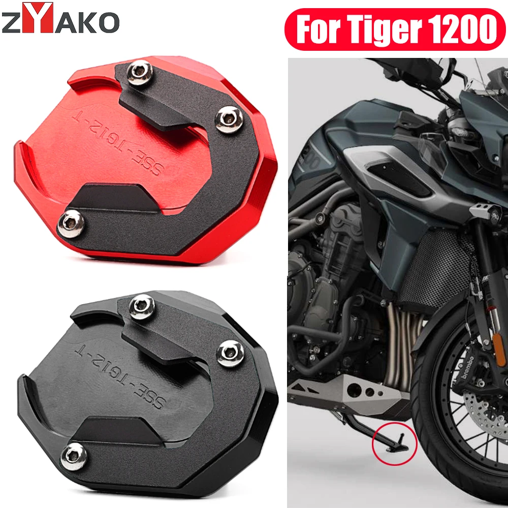 MOWOK Fit for Triumph Tiger1200 TIGER 1200 GT PRO 2023 2022 Motorcycle Kickstand Pad Foot Side Stand Extension Tire Valve Caps