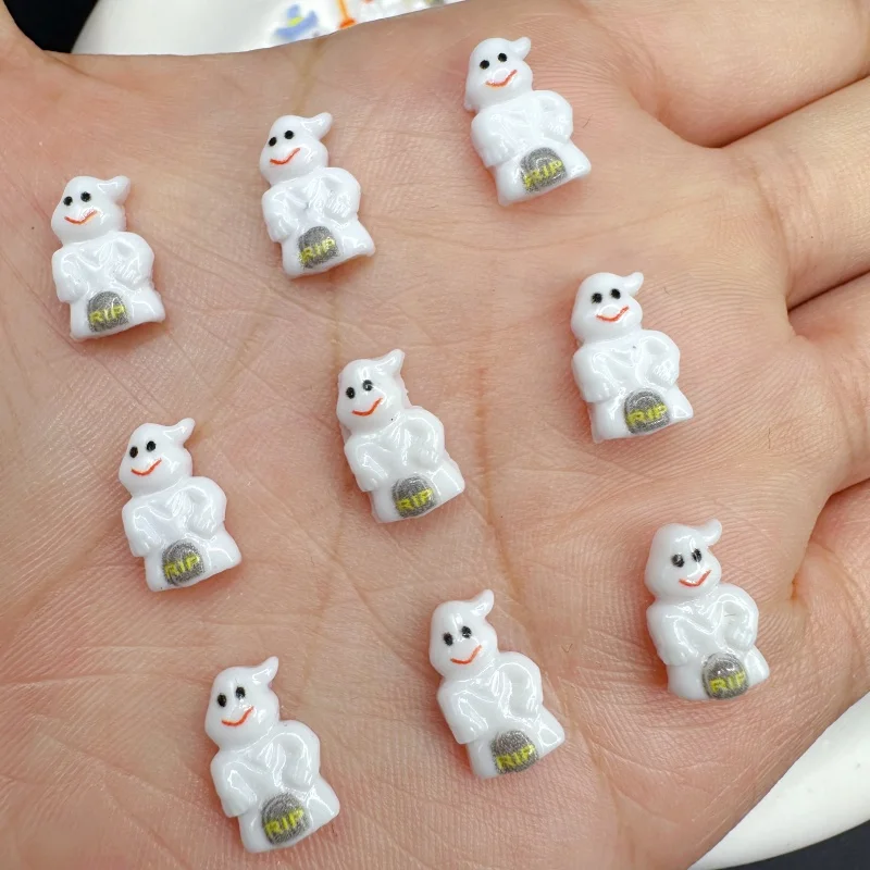 20 Stuks 3d Kawaii Hoed Bezem Ghost Nail Charms Accessoires Nieuwe Onderdelen Voor Halloween Nail Art Decoratie Diy Manicure Ontwerp Benodigdheden