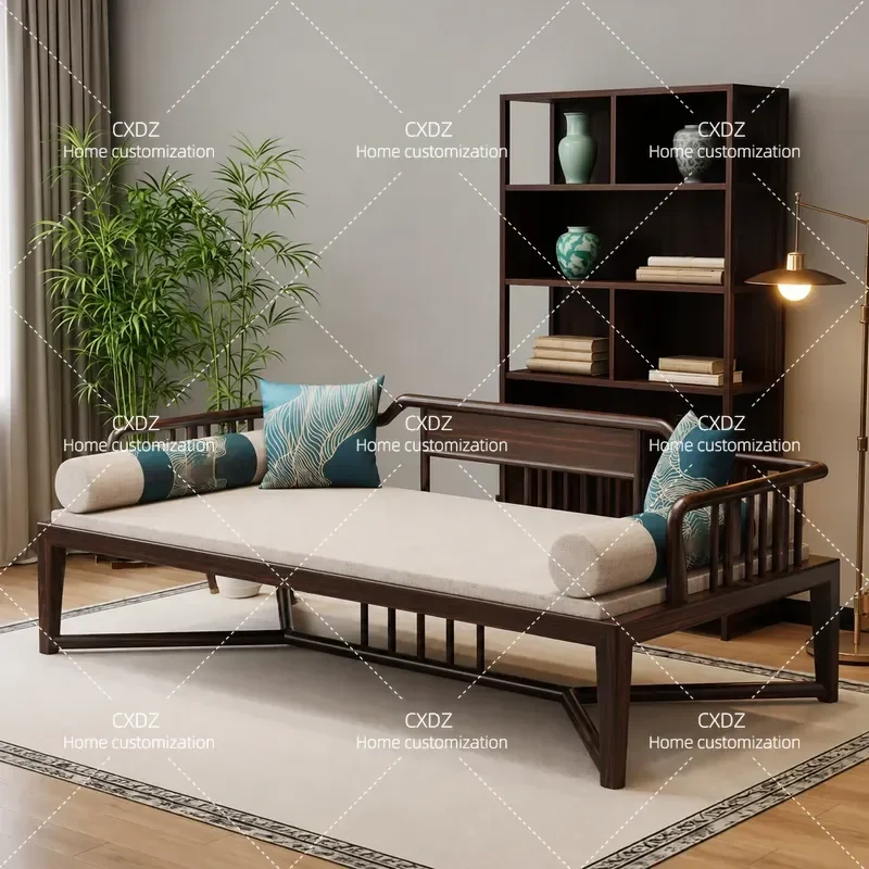 Solid Wood Arhat Bed Winter Summer Dual Purpose Sofa Bed for Living Room Modern New Chinese Zen Couch