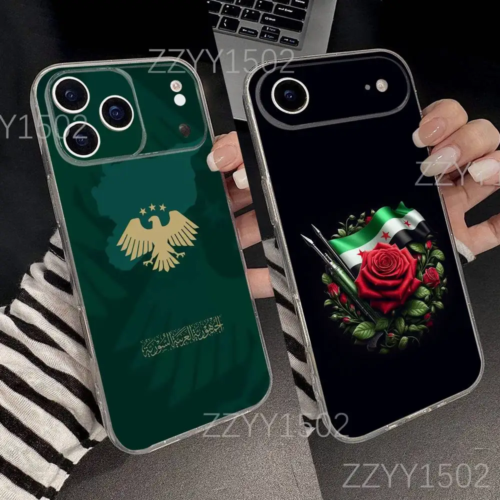 

Syria Syrian Flag National Emblem Eagle Phone Case For iPhone 17,16,15,14,13,12,11 Pro,Max,Plus,X,XS,XR,E Mini Transparent Soft