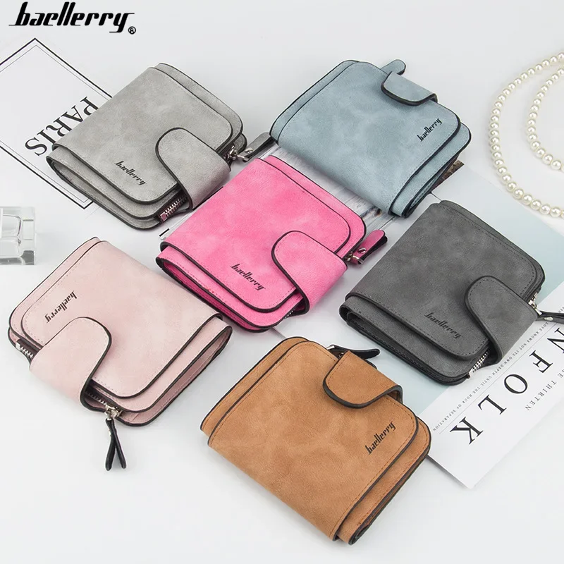 Baellerry Brand Wallet Women 2023 New Women's Short Wallet Korean Buckle Sanded Leather Coin Purse Mini Female Purses Carteras