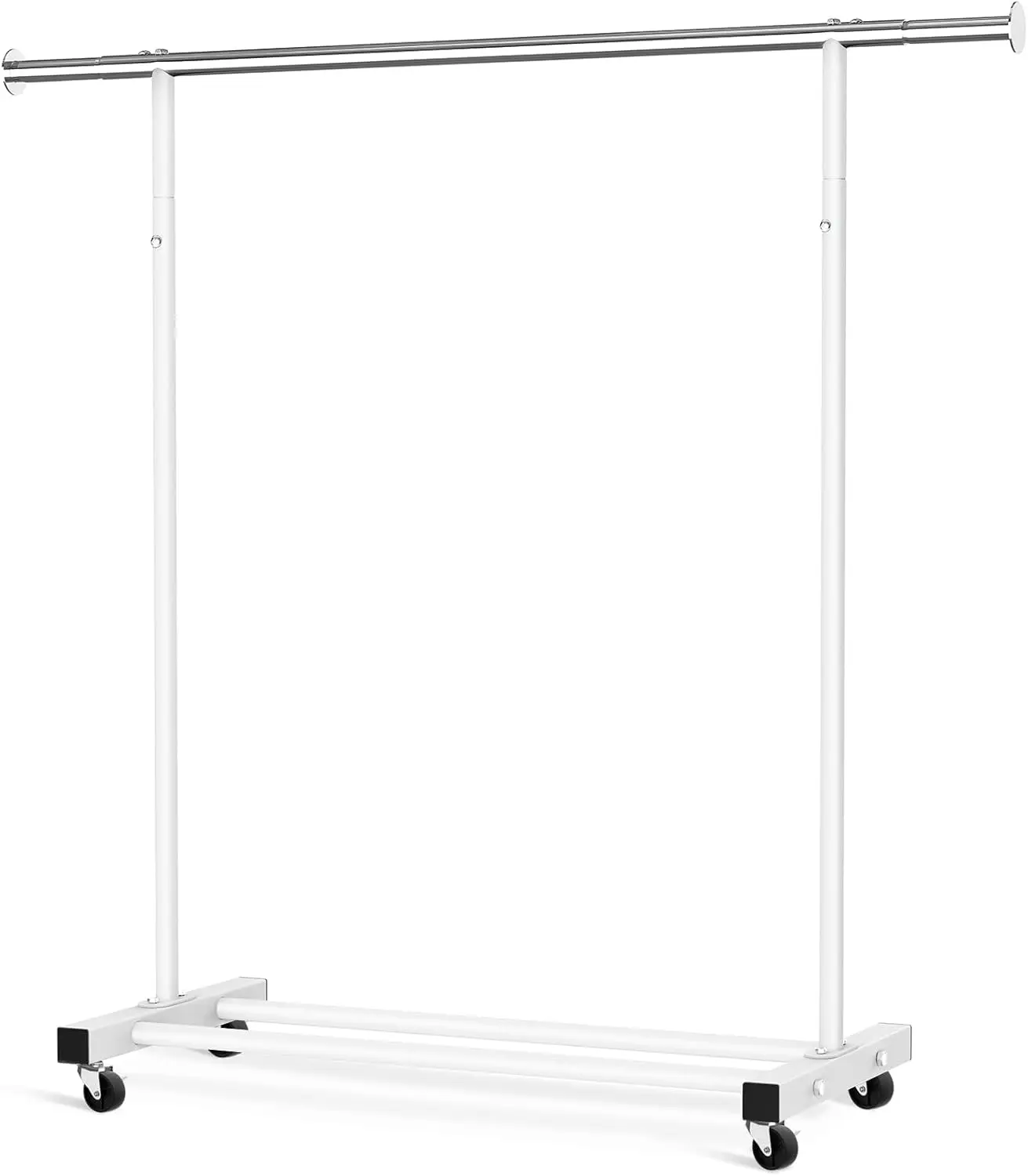 

Clothes Rack, 130LB Capacity Heavy Duty Clothing Rack with Wheels and Bottom Shelf, 52.17 Inch Rolling Racks for Hanging Clot