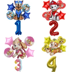 6Pcs Cartoon Paw Patrol Foil Balloon Birthday Number Balloon Childrens Party Decoration Baby Gift Party Chase Marshall Balloon