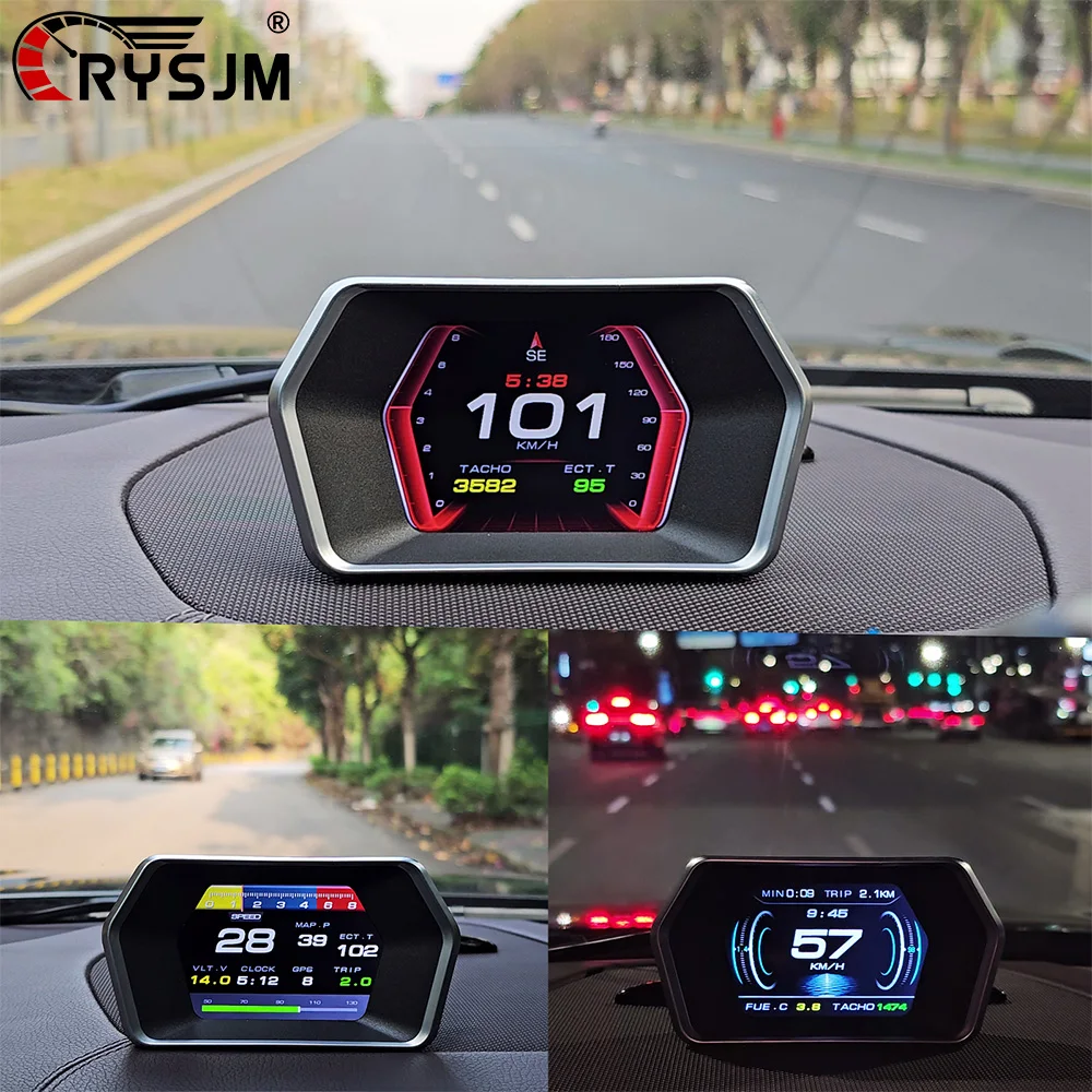 P17 HUD OBD2 GPS On-board Computer Car Electronics Accessories Head Up Display Vehicle Speed Voltage With Overspeed Alarm Gauge