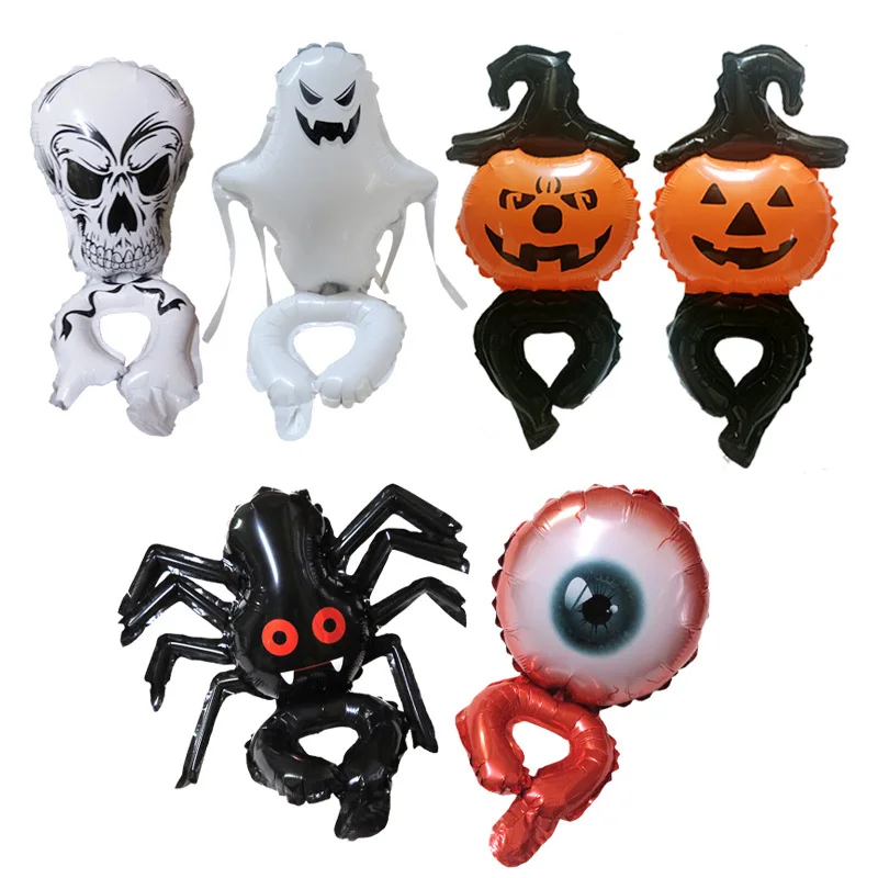 

5Pcs Halloween Inflatables Toy Simulation Pumpkin Ghost Eyeball Spider Wrist Wristlet Aluminum Balloon Halloween Party Supplies