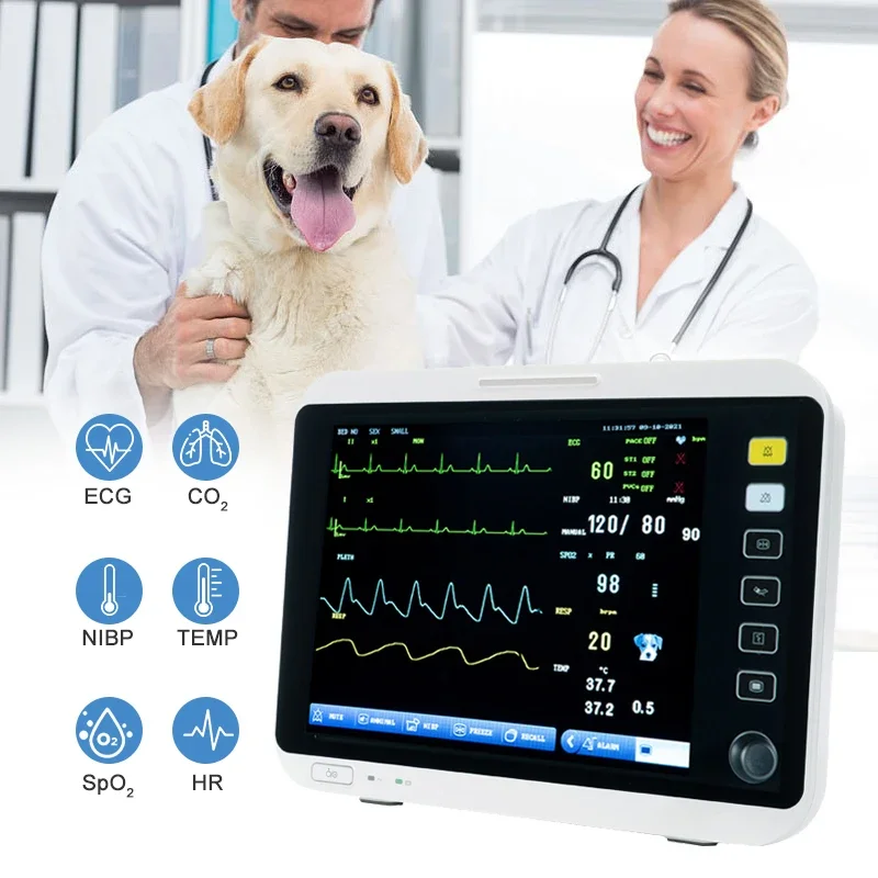 OLIVE Pet Monitor Multiparametro Portatil Vet Anesthesia Monitor Multiparameter Etco2 Veterinary Vital Signs Monitor With Co2