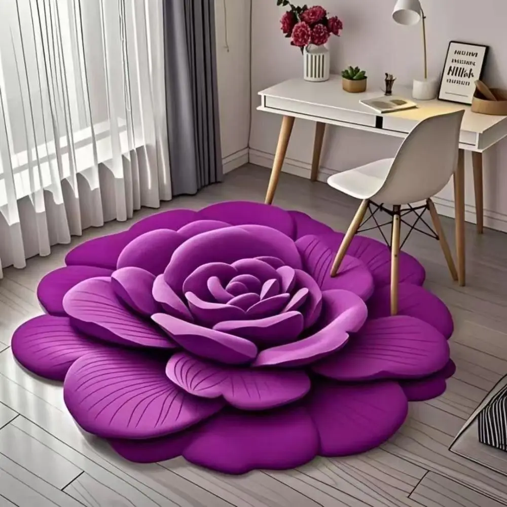 Special-shaped Flower Carpet Non-slip Absorbent Peony Floor Mat Soft 60x60cm Bathroom Floor Mat