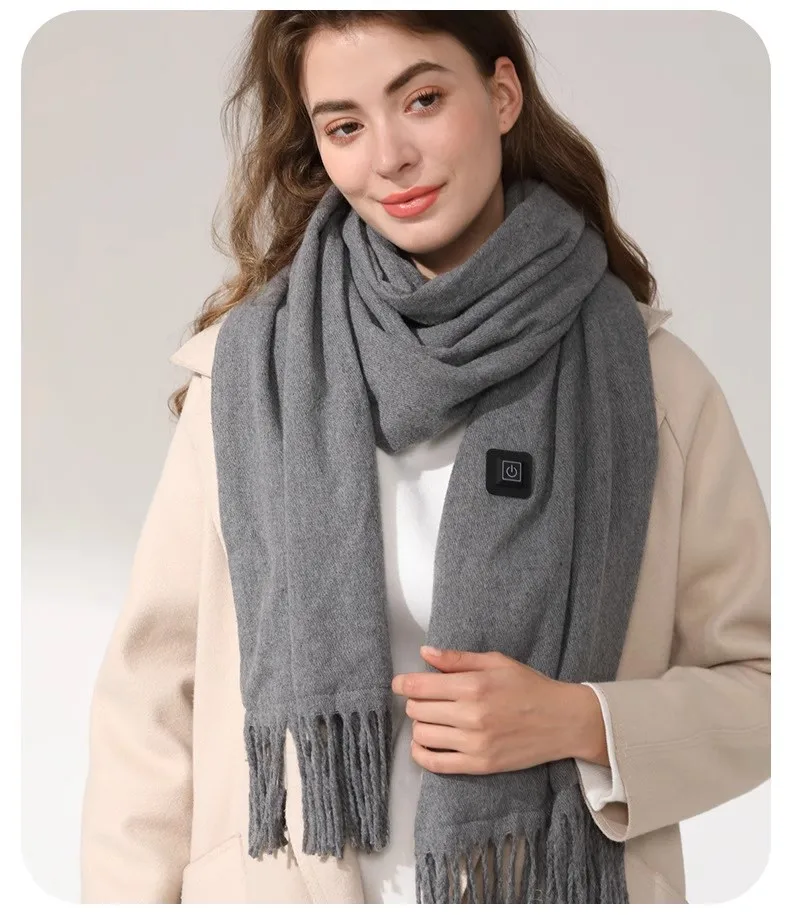 New Heating Solid Color Intelligent Electric Scarf for Women, Imitation Cashmere Heatin