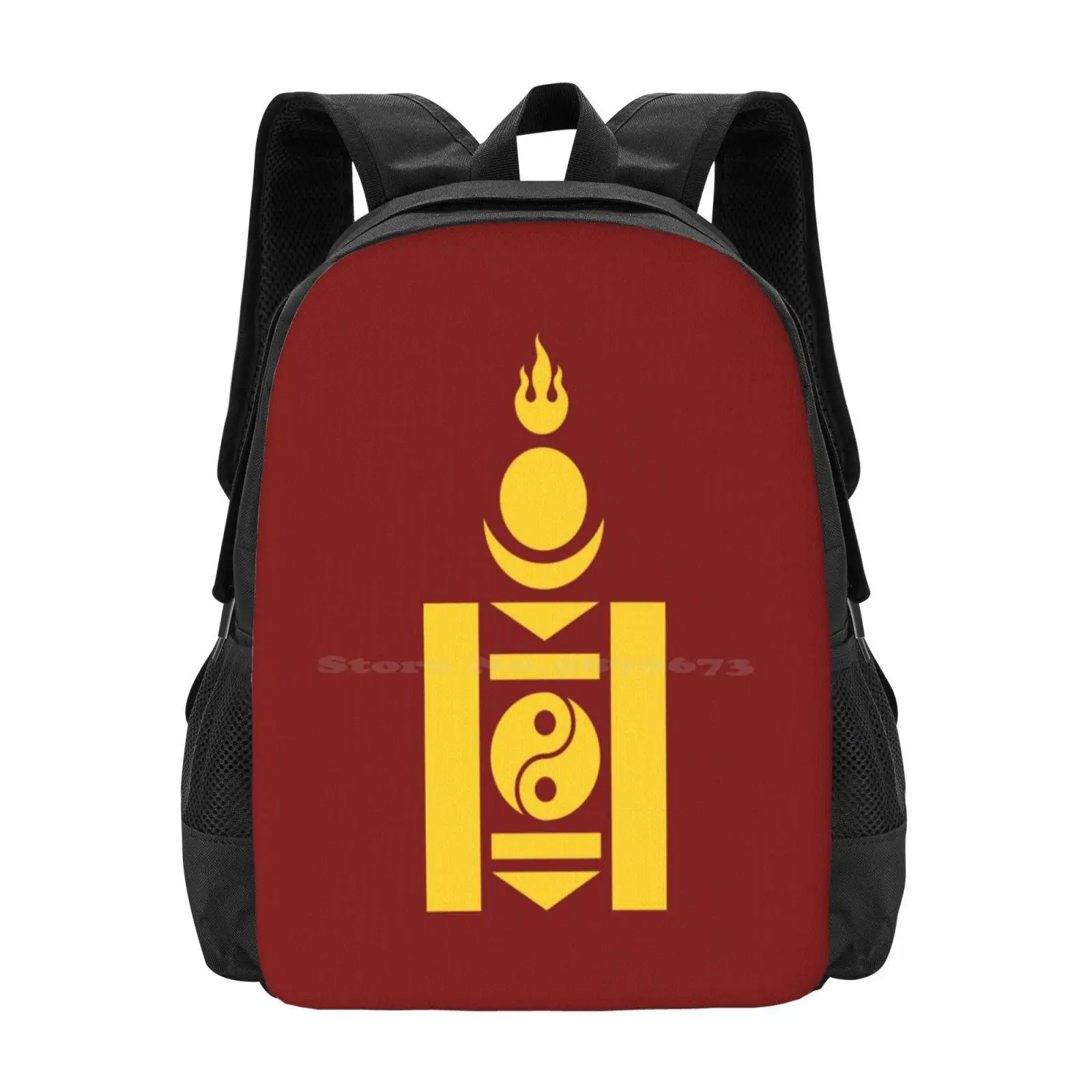 Mongolian Soyombo Bag Backpack For Men Women Girls Teenage Mongolian Soyombo Soyombo Ornament Mongolian Ornament Mongolia