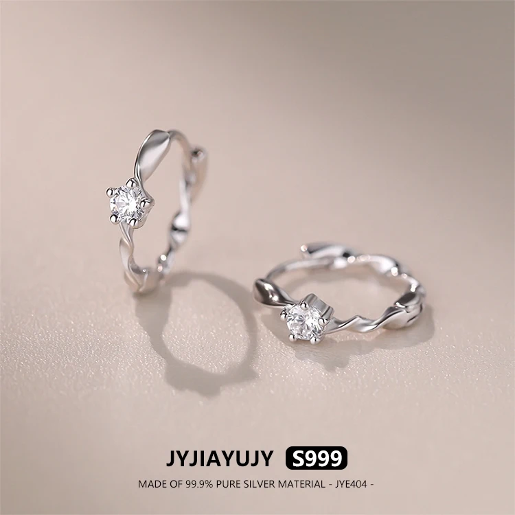 

JYJIAYUJY 100% Whole Original Pure Silver S999 Hoop Earrings In Stock Zircon Mobius Fashion Jewelry Gift Daily JYE404