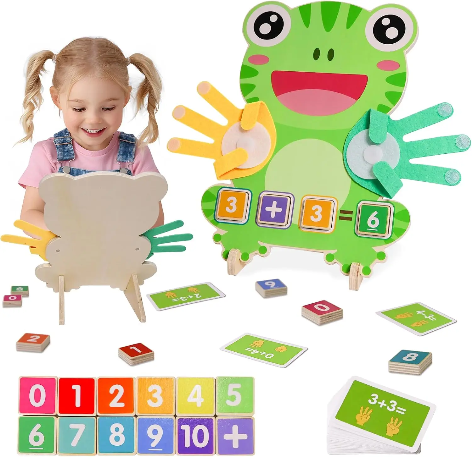 Brinquedos de aprendizagem pré-escolar para crianças, blocos de números de contagem de dedos para crianças, brinquedos educativos de matemática, brinquedo de matemática de madeira pré-escolar